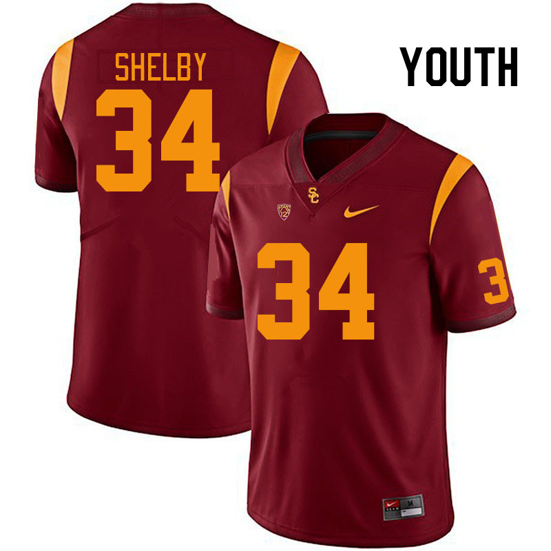 Youth #34 Braylan Shelby USC Trojans College Football Jerseys Stitched Sale-Cardinal